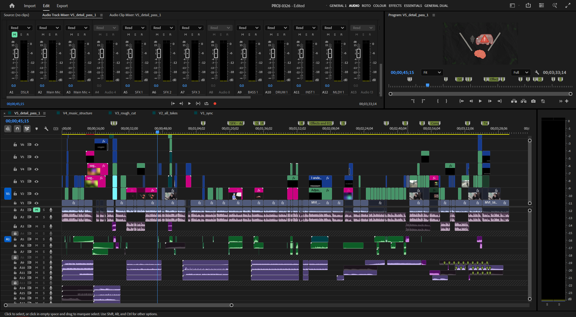 Editing timeline for Talking-Head Style Video