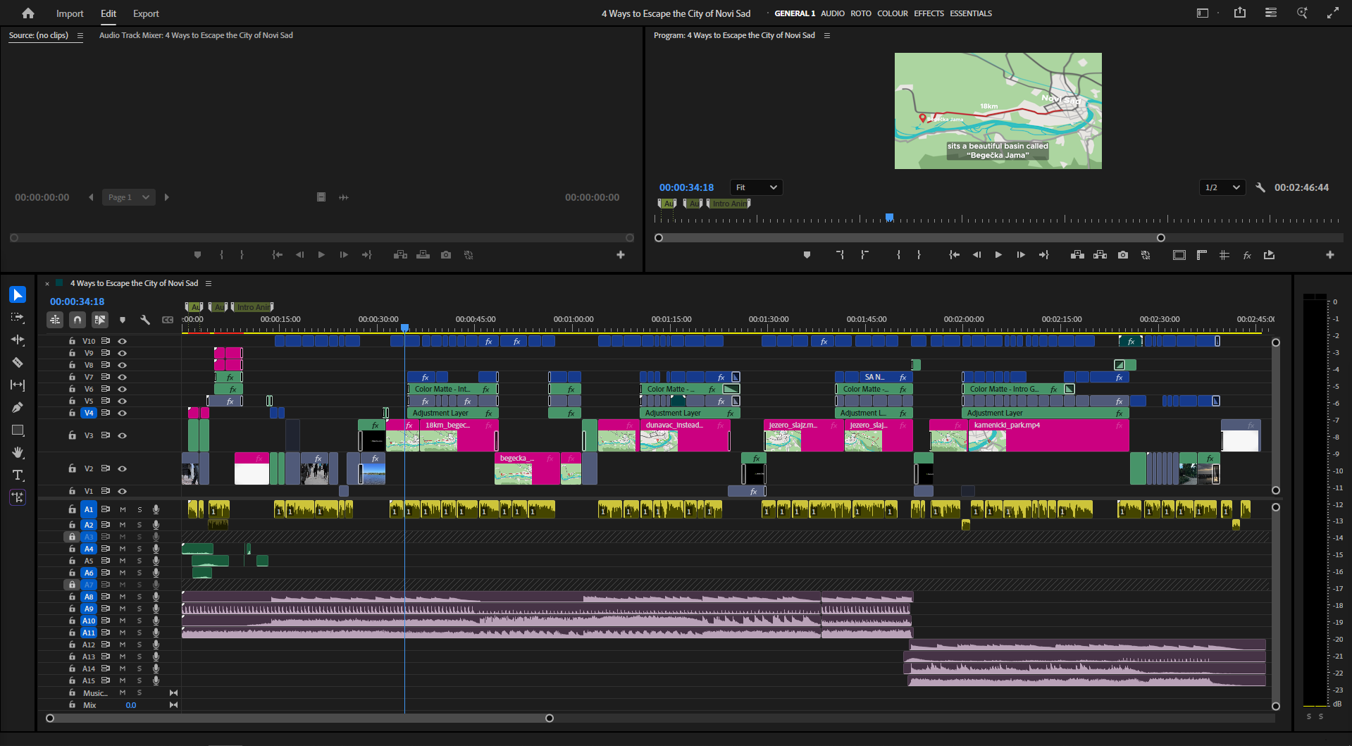 Editing timeline for Travel Guide